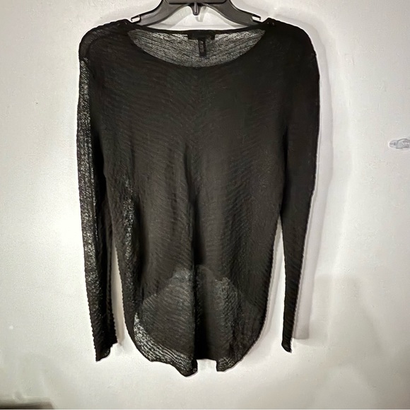 Eileen Fisher Hemp Blend Crop High/Low Sweater Black Sheer Size Small - Picture 5 of 9